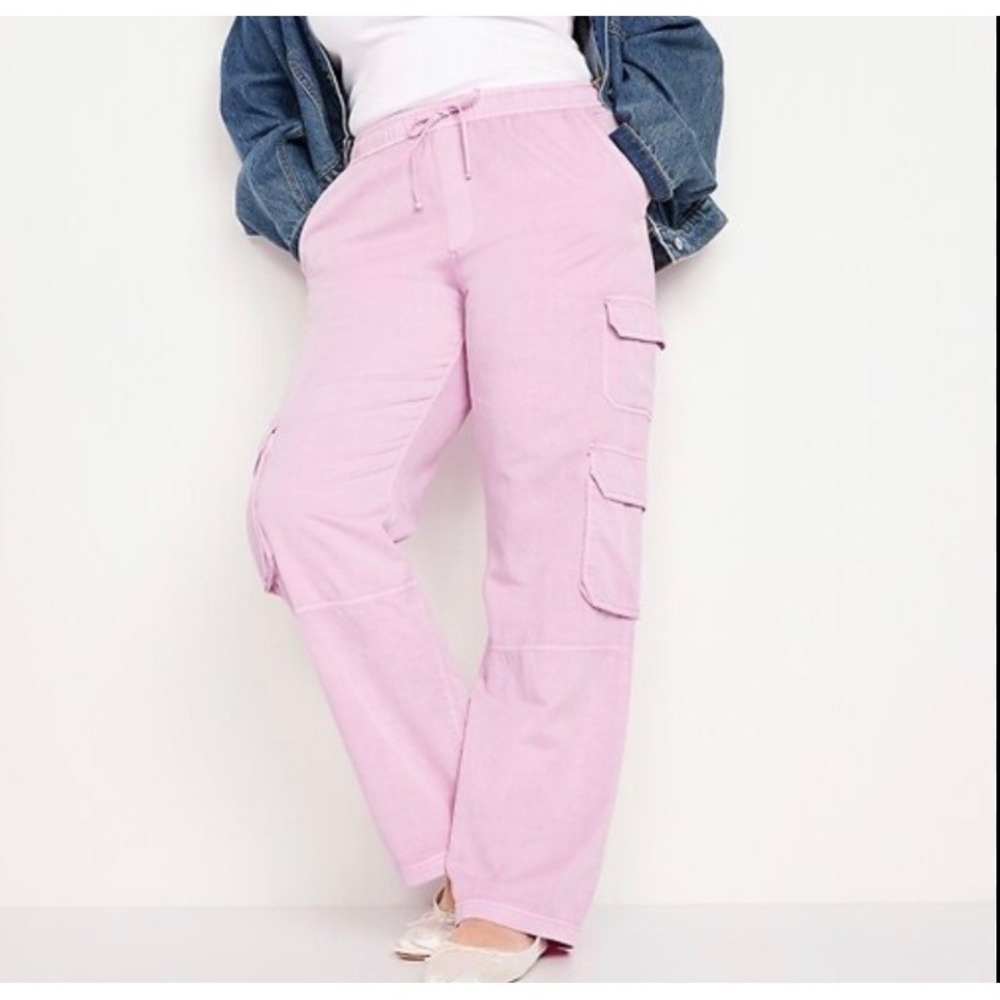 Old Navy Cargo Pants Women Size S Pink Excellent Wide Leg Comfort Waistband
